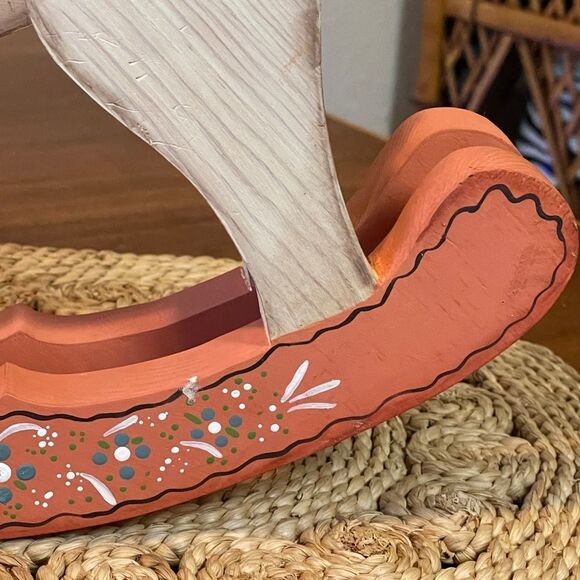 Vintage Full Art Wooden Rocking Horse Hand Painted and Finished on One Side - Picture 5 of 14